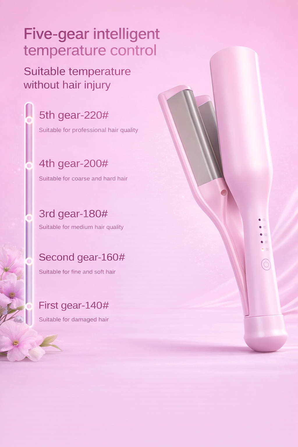 Pink hair machine curls