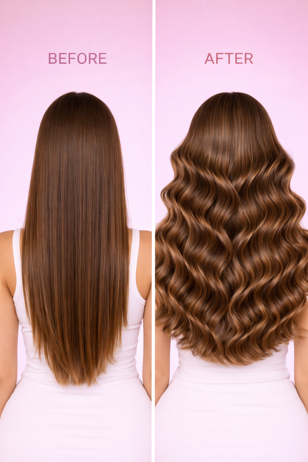 Pink hair machine curls